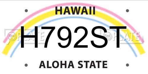 H792ST Hawaii License Plate