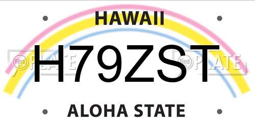 H79ZST Hawaii License Plate