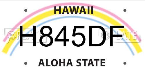 H845DF Hawaii License Plate