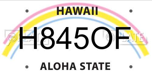 H845OF Hawaii License Plate