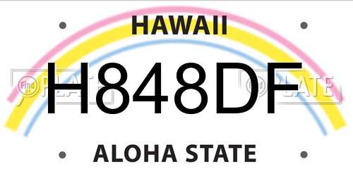 H848DF Hawaii License Plate