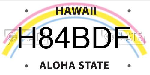 H84BDF Hawaii License Plate