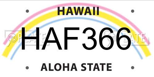 HAF366 Hawaii License Plate