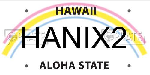 HANIX2 Hawaii License Plate