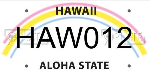 HAW012 Hawaii License Plate