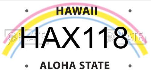 HAX118 Hawaii License Plate