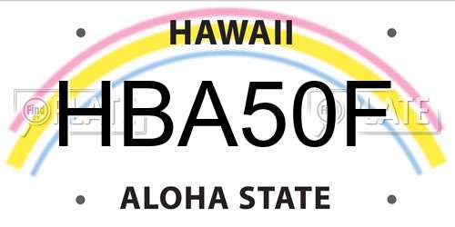 HBA50F Hawaii License Plate