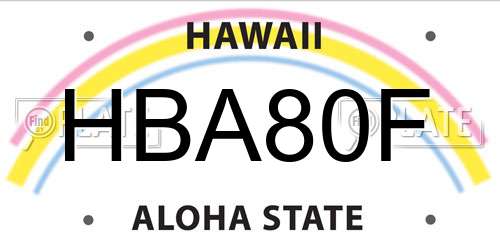 HBA80F Hawaii License Plate