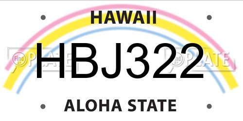 HBJ322 Hawaii License Plate