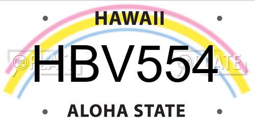 HBV554 Hawaii License Plate