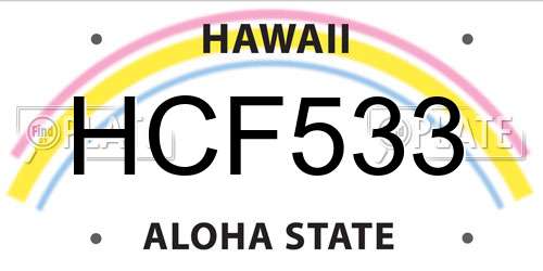 HCF533 Hawaii License Plate