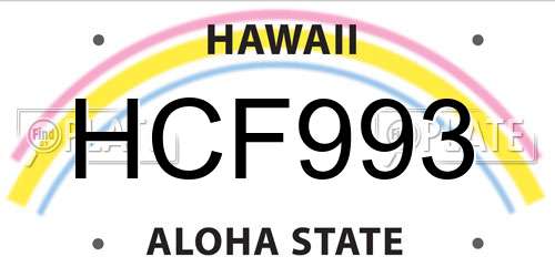 HCF993 Hawaii License Plate