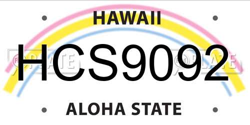 HCS9092 Hawaii License Plate