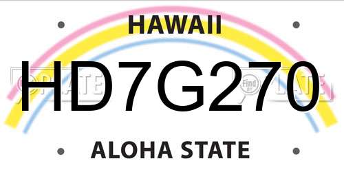 HD7G270 Hawaii License Plate