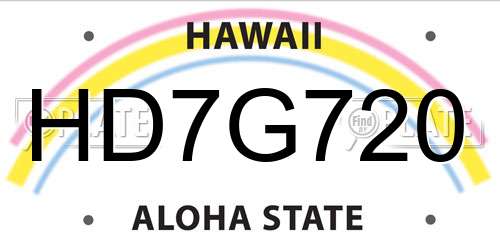 HD7G720 Hawaii License Plate