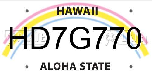 HD7G770 Hawaii License Plate
