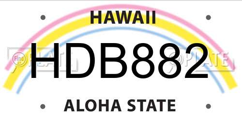 HDB882 Hawaii License Plate