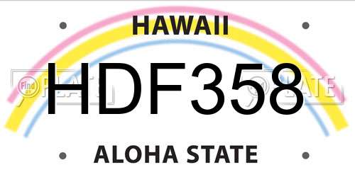 HDF358 Hawaii License Plate