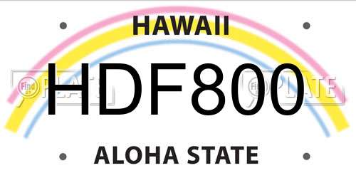 HDF800 Hawaii License Plate