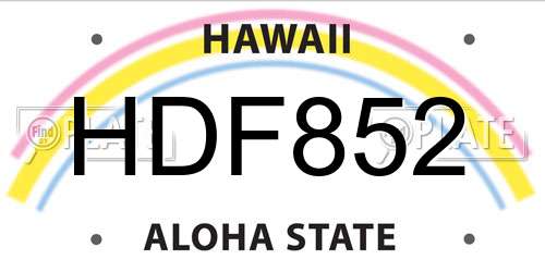 HDF852 Hawaii License Plate