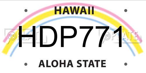 HDP771 Hawaii License Plate