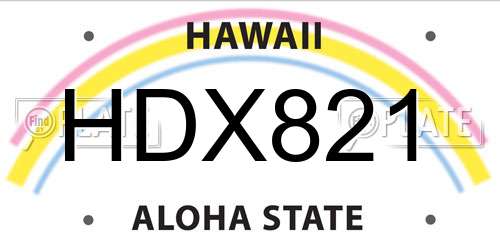 HDX821 Hawaii License Plate