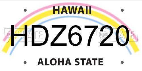 HDZ6720 Hawaii License Plate