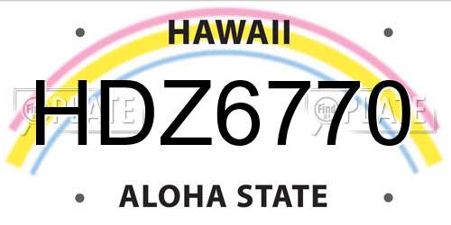 HDZ6770 Hawaii License Plate