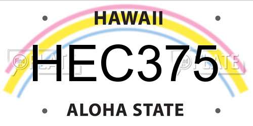 HEC375 Hawaii License Plate