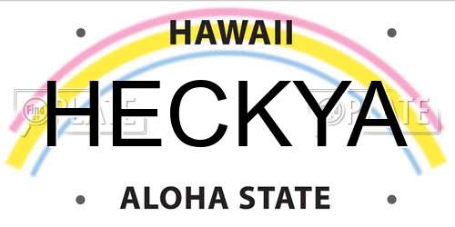HECKYA Hawaii License Plate