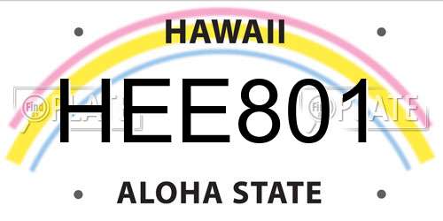 HEE801 Hawaii License Plate