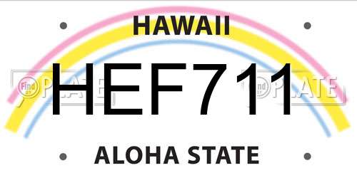 HEF711 Hawaii License Plate