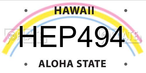 HEP494 Hawaii License Plate