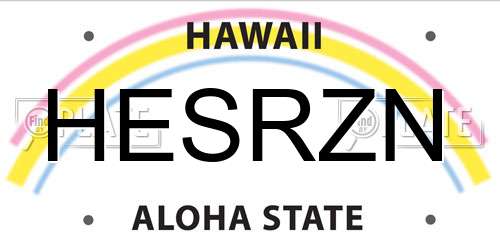 HESRZN Hawaii License Plate