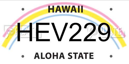 HEV229 Hawaii License Plate