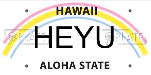 HEYU Hawaii License Plate