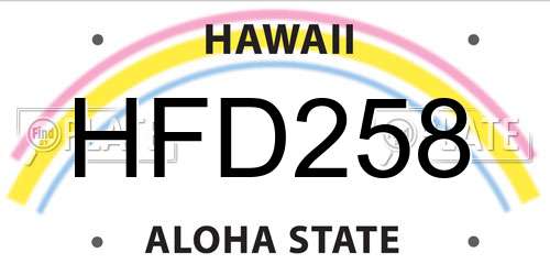 HFD258 Hawaii License Plate