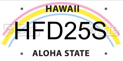 HFD25S Hawaii License Plate