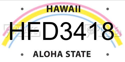 HFD3418 Hawaii License Plate