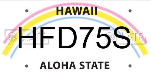 HFD75S Hawaii License Plate