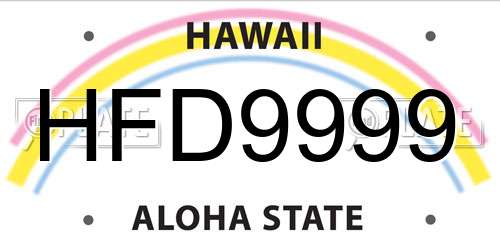 HFD9999 Hawaii License Plate