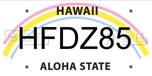 HFDZ85 Hawaii License Plate