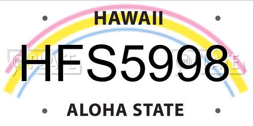 HFS5998 Hawaii License Plate