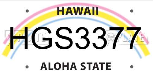 HGS3377 Hawaii License Plate