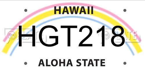 HGT218 Hawaii License Plate