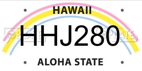 HHJ280 license plate in HI state