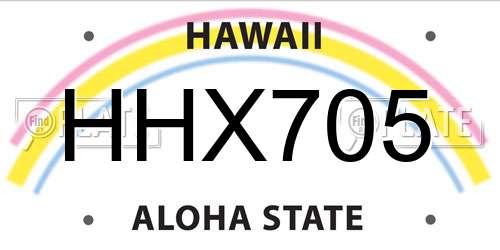 HHX705 Hawaii License Plate
