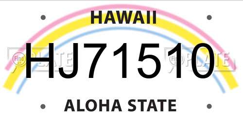 HJ71510 Hawaii License Plate