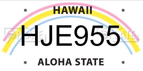 HJE955 Hawaii License Plate