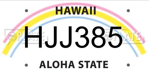 HJJ385 Hawaii License Plate